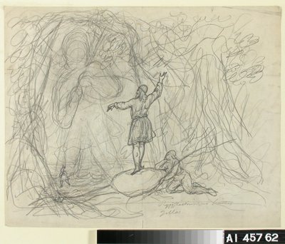 El hombre del mar, boceto para una serie de dibujos animados sobre el Kalevala de Robert Wilhelm Ekman