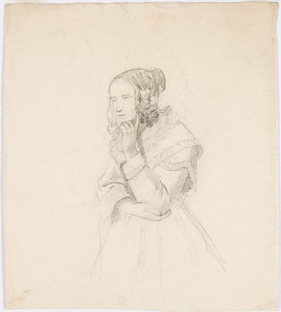 Mujer apoyando la barbilla en la mano izquierda de Robert Wilhelm Ekman