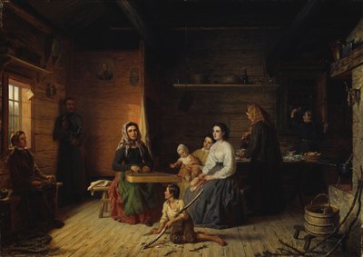 Tocando el Kantele en una Cabaña Campesina, 1868 de Robert Wilhelm Ekman