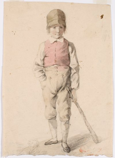 Niño de pie con un carro en la mano izquierda de Robert Wilhelm Ekman