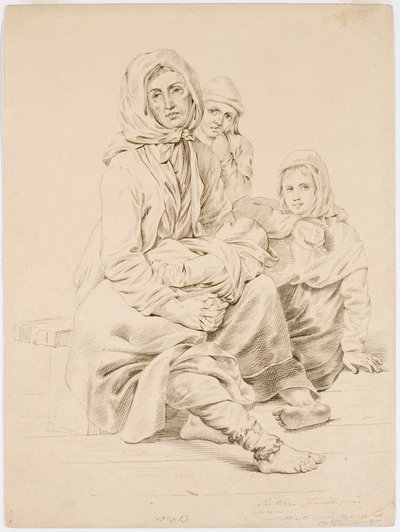 Una familia mendiga de Taala, una mujer con tres hijos de Robert Wilhelm Ekman