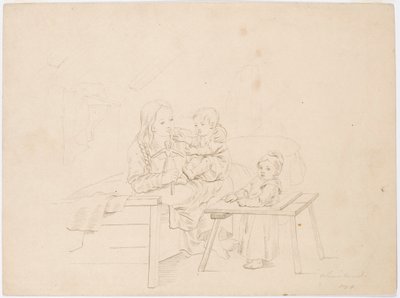 Chica con dos niños de Robert Wilhelm Ekman