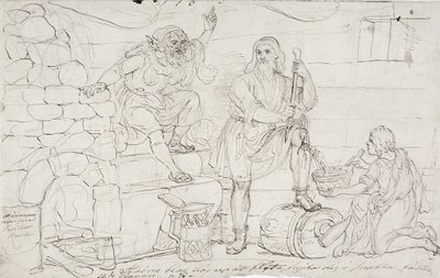 Rodilla cortada de Väinämöinen, boceto de Robert Wilhelm Ekman