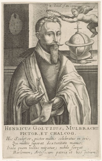 Retrato de Hendrik Goltzius, c.1610 (grabado) de Robert Willemsz de Baudous