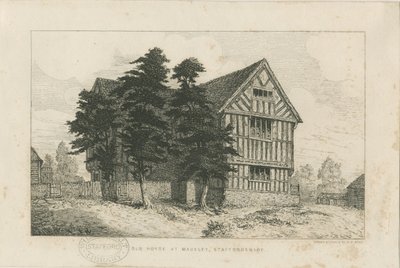 Madeley - Casa antigua: grabado de Robert William Buss