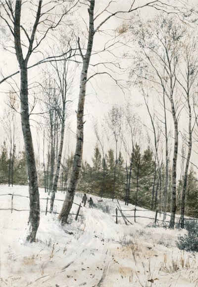 Dos figuras en un bosque invernal de Robert Winchester Fraser