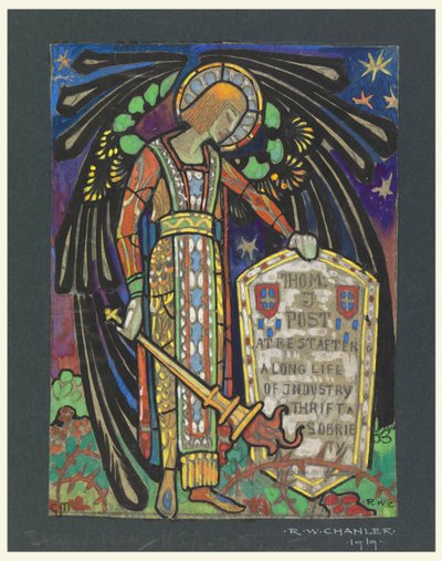 Diseño para Ventana Memorial de Vidrieras para Thomas J. Post de Robert Winthrop Chanler