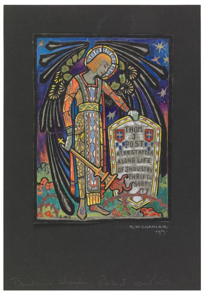 Diseño para ventana conmemorativa de vidrio teñido para Thomas J. Post de Robert Winthrop Chanler