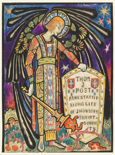 Diseño para Ventana Memorial de Vidrio de Colores para Thomas J. Post de Robert Winthrop Chanler