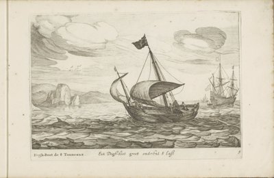 Dogger de dogboot Een Dogh-boot groot sobre 8 Last / Dogh-Boot de 8 Tonneaux (título sobre el objeto) Diversos barcos dont on se sert dans les Provinces Unies / Iconos de varios barcos holandeses cuyo uso es principalmente en las aguas interiores de la reg de Robert de Baudous (possibly)
