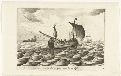 haringbuizen Haring Buyssen groot about 40 Last / Buche ou Flibot de 40 Tonneaux (título sobre el objeto) Hollandse scheepstypen, 1627 (título de la serie) Varios barcos Don ton se sert dans les Unies Provincias / Iconos de varios barcos holandeses cuyo us de Robert de Baudous (possibly)