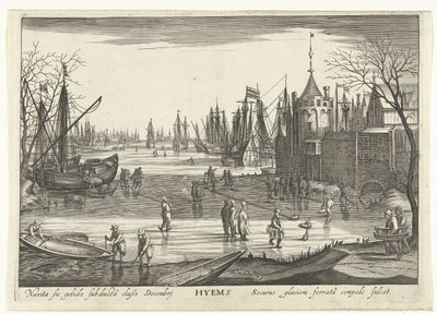 Invierno Hyems (título sobre el objeto) Las cuatro estaciones en paisajes marinos (título de la serie) de Robert de Baudous