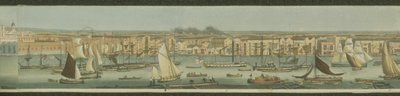 Vista panorámica del Río Támesis, desde su orilla sur en Bermondsey mostrando Stepney, 1823 de Robert the Elder Havell