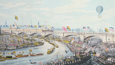 La inauguración del nuevo Puente de Londres, por el Rey Guillermo IV y la Reina Adelaida, 1831 de Robert the Elder Havell