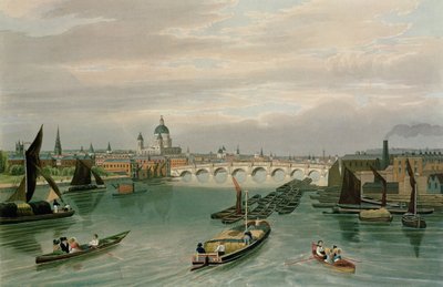 Vista del puente de Blackfriars y la catedral de San Pablo, pub. 1820 por Colnaghi und Co. de Robert the Elder and Younger Havell