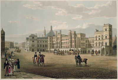 Vista de la Cámara de los Lores y los Comunes, desde Old Palace Yard, pub. 1821 por Colnaghi und Co. de Robert the Elder and Younger Havell