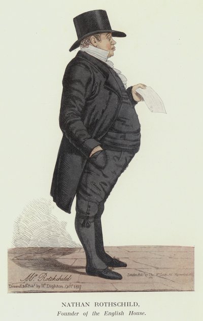 Nathan Rothschild, fundador de la Casa Inglesa (litografía en color) de Robert the younger Dighton