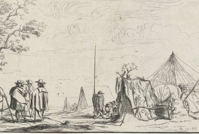 Soldados en un campamento Diferentes campamentos (título de la serie) de Robert van den Hoecke