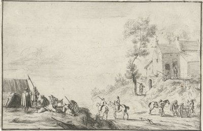 Soldados en un camino de Robert van den Hoecke
