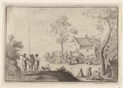 Soldados alrededor de una olla Diferentes campamentos (título de la serie) de Robert van den Hoecke