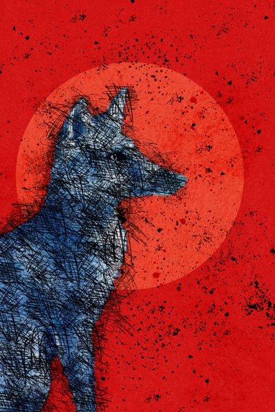 Zorro de luna de sangre, 2022 (digital) de Roberta Murray