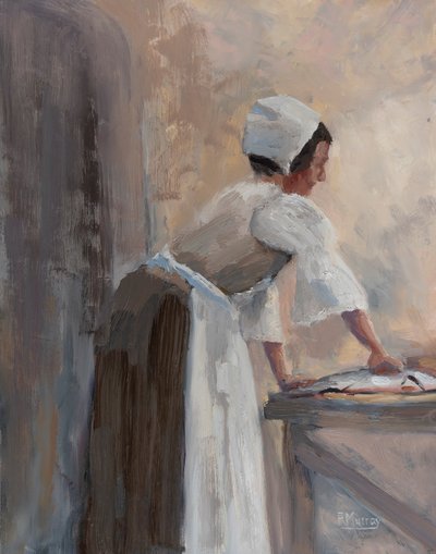 Madre en la cocina, 2017 (óleo sobre panel) de Roberta Murray