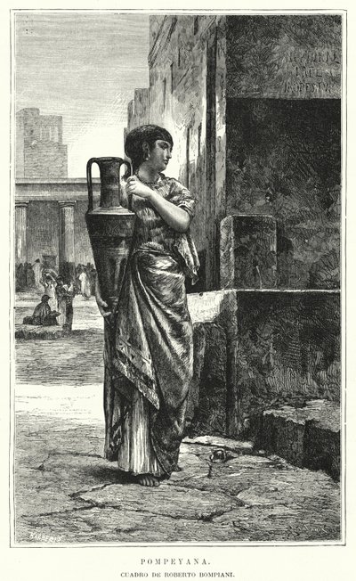 Mujer de Pompeya (litografía) de Roberto Bompiani