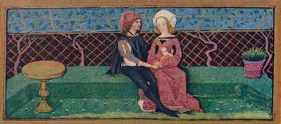 Abril - amantes en un jardín, siglo XV de Robinet Testard