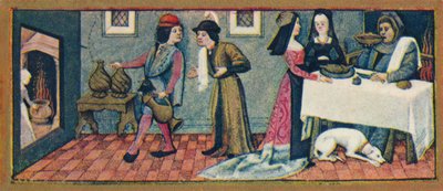 Enero - cena de Año Nuevo, siglo XV, 1939 de Robinet Testard