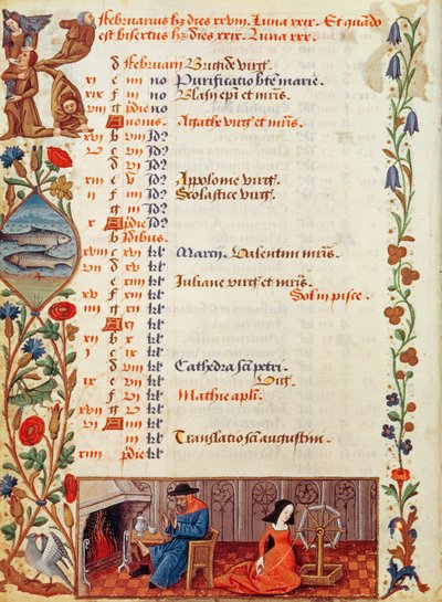 Ms lat 1173 febrero de las Horas de Charles d