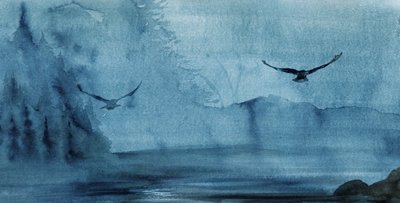 Aves en la bruma azul de RodMacIver