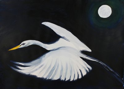 Garza blanca a la luz de la luna de RodMacIver