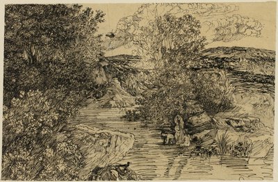 Bañistas en un arroyo de Rodolphe Bresdin