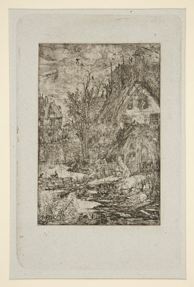 Entree de Village (cabañas con techo de paja) de Rodolphe Bresdin