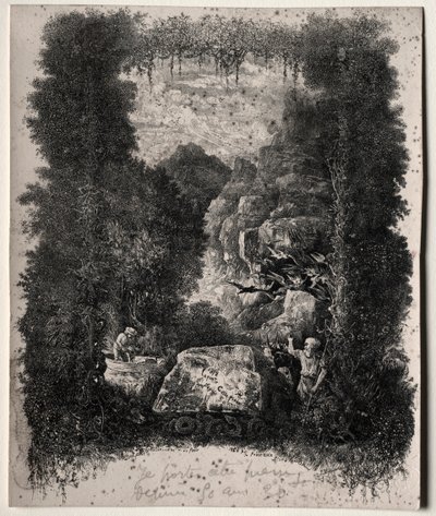 Primer frontispicio para Fábulas y cuentos de hadas de Thierry-Faletans de Rodolphe Bresdin