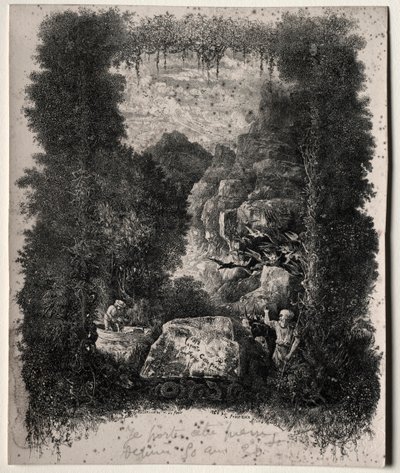 Primer frontispicio para Fábulas y Cuentos de Hadas de Thierry-Faletans de Rodolphe Bresdin