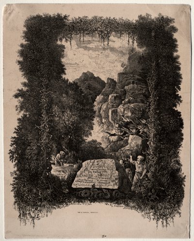 Primer frontispicio para Fábulas y cuentos de hadas de Thierry-Faletans, 1868 de Rodolphe Bresdin