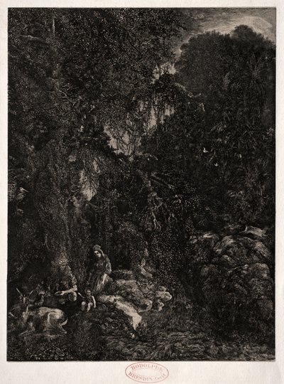 Sagrada Familia con ciervo, 1871 de Rodolphe Bresdin