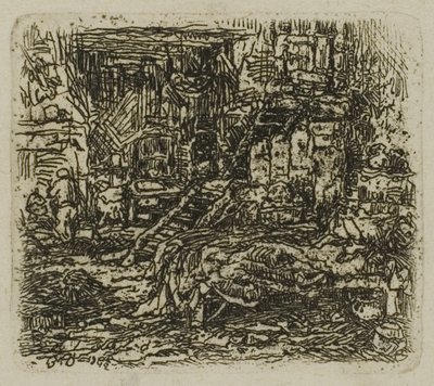Interior de una granja de Rodolphe Bresdin