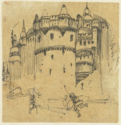 Castillo con dos figuras de Rodolphe Bresdin