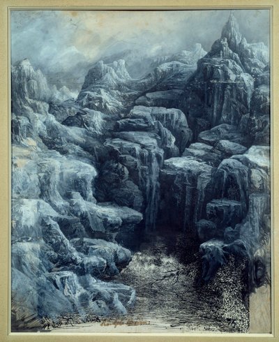 Les rocas Lavis gris y gouache blanca por Rodolphe Bresdin (1822-1885) 1884. París, museo de Orsay de Rodolphe Bresdin