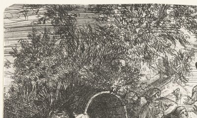 Hombre y perro con niño cerca de un barril
Escena oriental de Rodolphe Bresdin