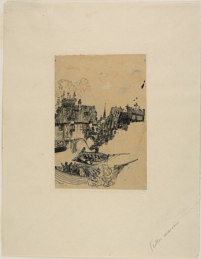 Casas antiguas y barcos de pesca de Rodolphe Bresdin