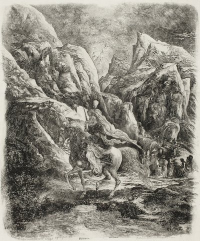 Jinete en las Montañas de Rodolphe Bresdin