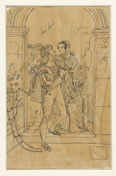 Romeo y Julieta en traje del siglo XV de Rodolphe Bresdin