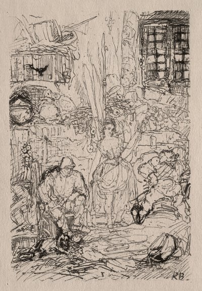 Interior de hilandera de Rodolphe Bresdin