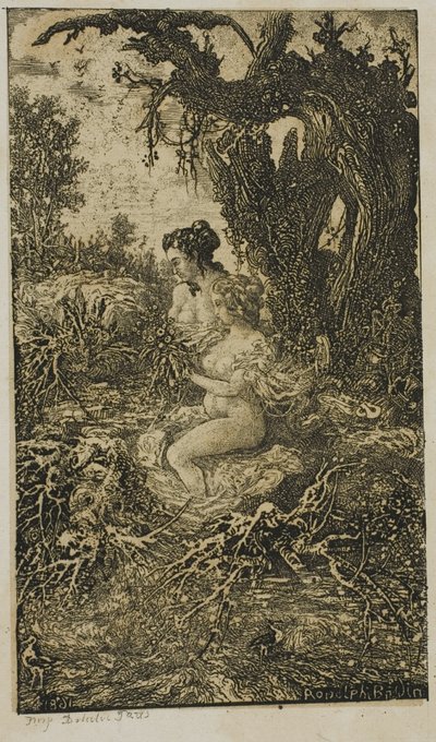 Dos mujeres bañándose al borde del agua, de Revue Fantaisiste de Rodolphe Bresdin