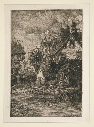 Pueblo junto a un arroyo de Rodolphe Bresdin