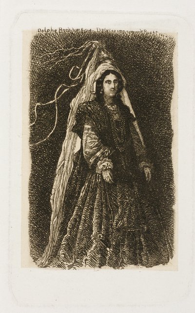 Mujer en Traje Medieval Fantástico de Rodolphe Bresdin