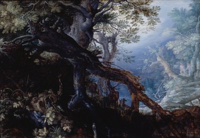 Bosque con ciervos, c.1608-10 (óleo sobre tabla) de Roelandt Jacobsz. Savery